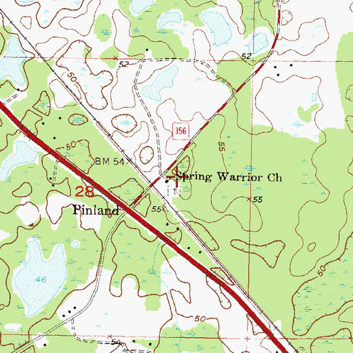 Topographic Map of Spring Warrior Church, FL