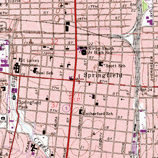 Topographic Map of Springfield, FL