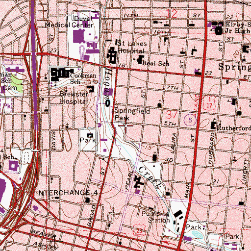 Topographic Map of Springfield Park, FL
