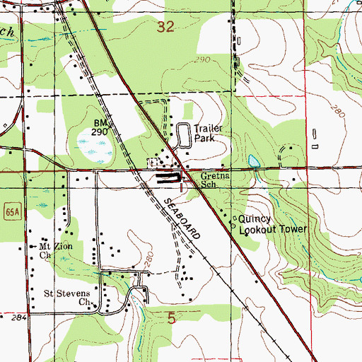 Topographic Map of Springfield School, FL