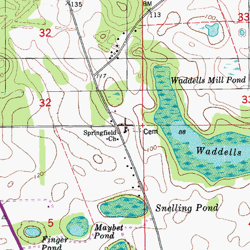 Topographic Map of Springfield School, FL