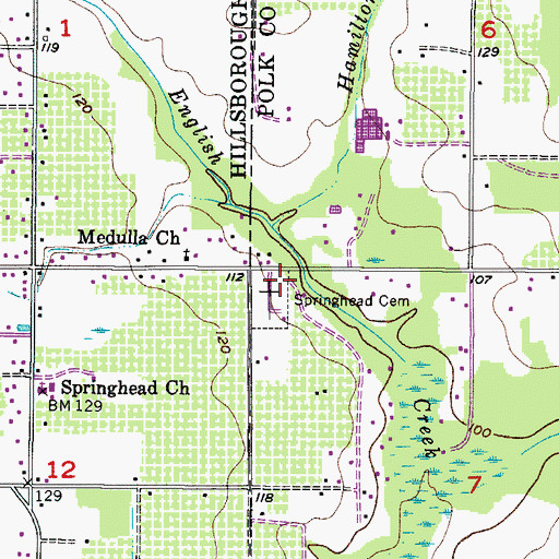 Topographic Map of Springhead Cemetery, FL