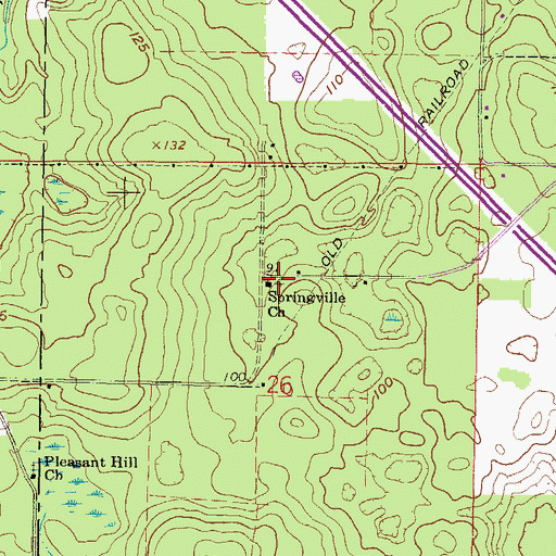 Topographic Map of Springville Church, FL