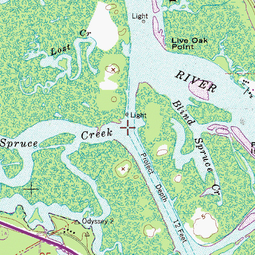 Topographic Map of Spruce Creek, FL