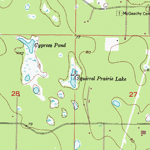 Topographic Map of Squirrel Prairie Lake, FL