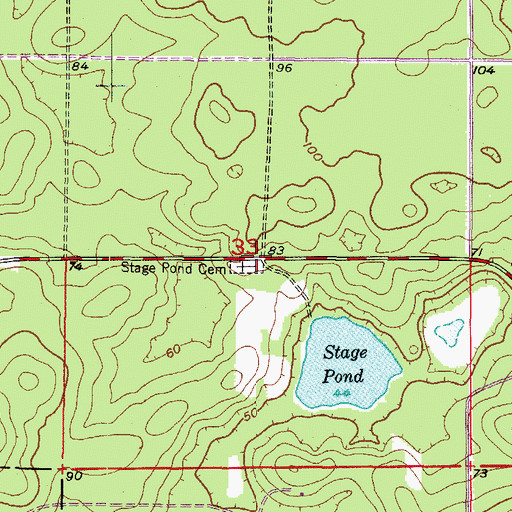 Topographic Map of Stage Pond Cemetery, FL