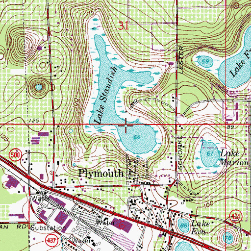 Topographic Map of Lake Standish, FL