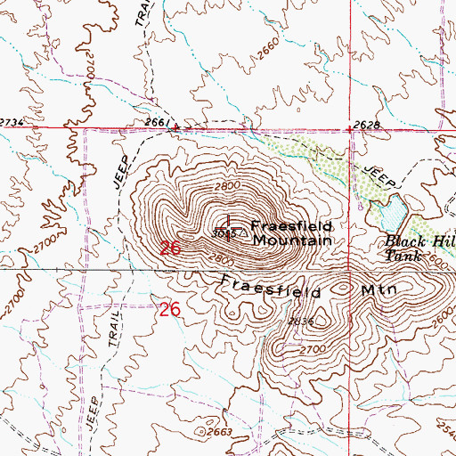 Topographic Map of Fraesfield Mountain, AZ
