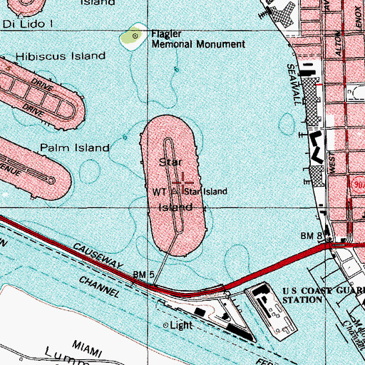 Topographic Map of Star Island, FL