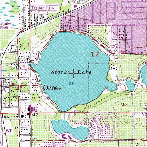 Topographic Map of Starke Lake, FL