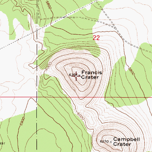 Topographic Map of Francis Crater, AZ