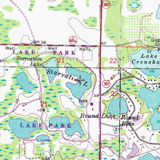 Topographic Map of Starvation Lake, FL