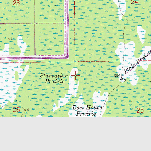 Topographic Map of Starvation Prairie, FL