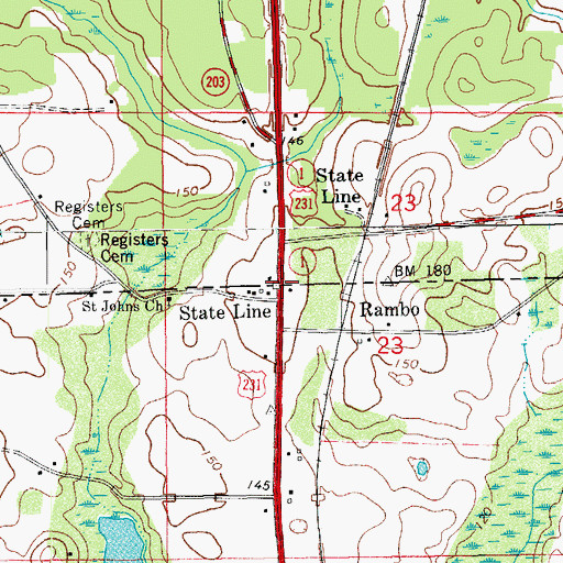 Topographic Map of State Line, FL