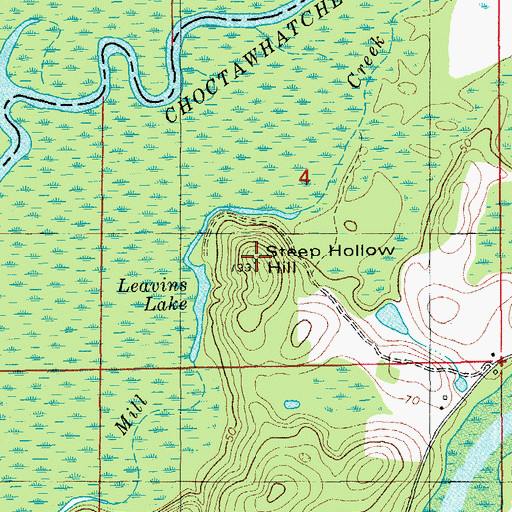 Topographic Map of Steep Hollow Hill, FL
