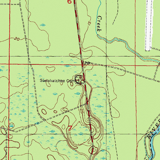 Topographic Map of Steinhatchee Cemetery, FL