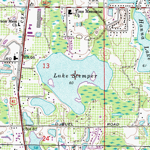 Topographic Map of Lake Stemper, FL
