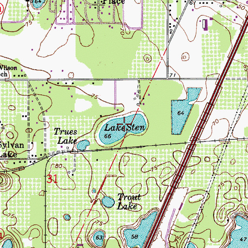 Topographic Map of Lake Sten, FL