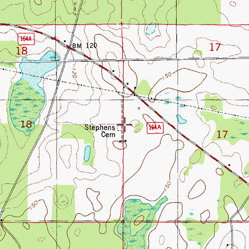 Topographic Map of Stephens Cemetery, FL