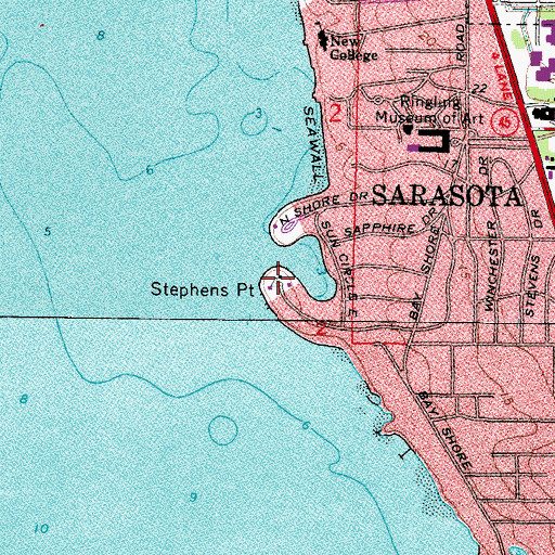 Topographic Map of Stephens Point, FL