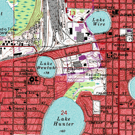 Topographic Map of Stephenson Cemetery, FL
