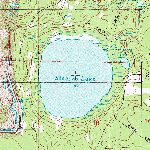 Topographic Map of Stevens Lake, FL