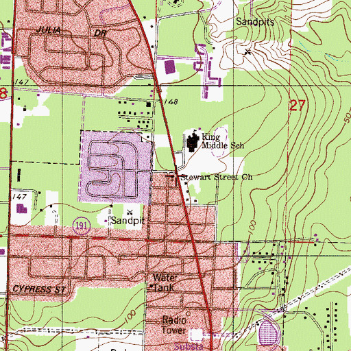 Topographic Map of Stewart Street Church, FL