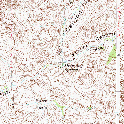 Topographic Map of Fraser Canyon, AZ