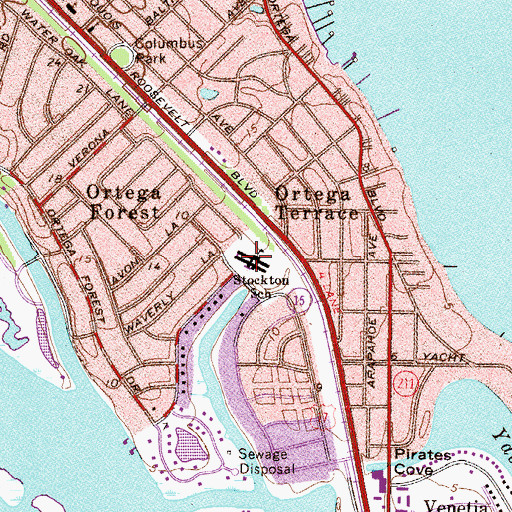 Topographic Map of John Stockton Elementary School, FL