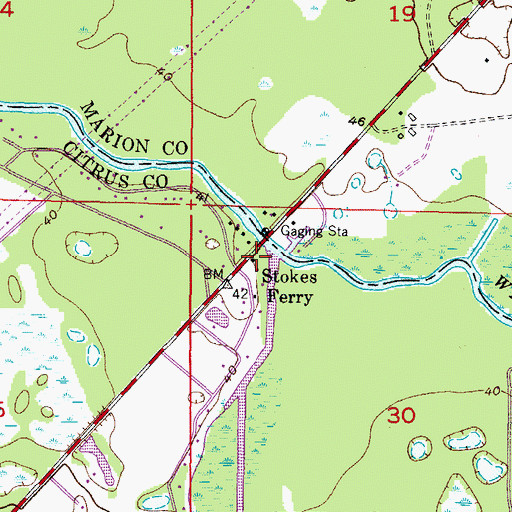 Topographic Map of Stokes Ferry, FL