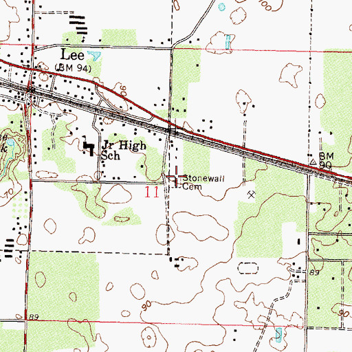Topographic Map of Stonewall Cemetery, FL
