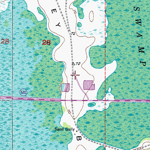 Topographic Map of Storey Bend, FL