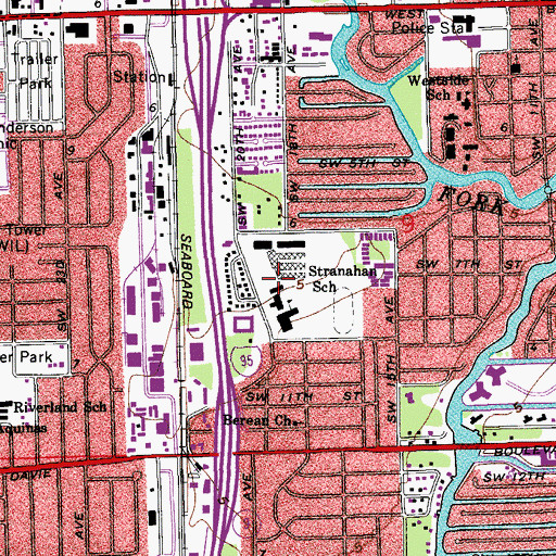 Topographic Map of Stranahan High School, FL