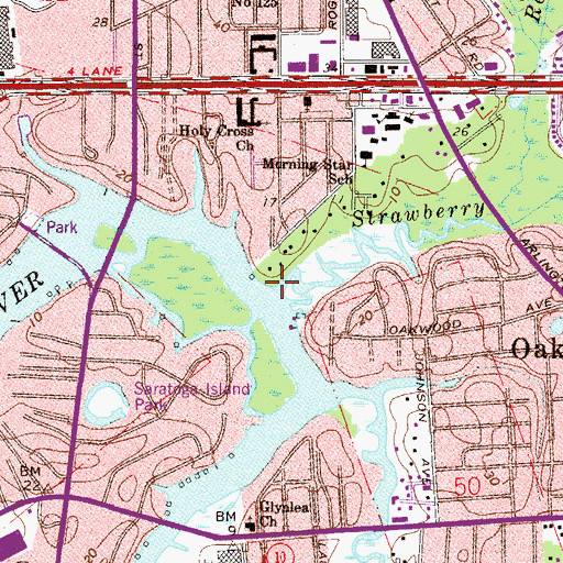 Topographic Map of Strawberry Creek, FL