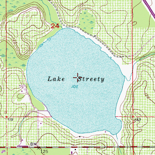 Topographic Map of Lake Streety, FL