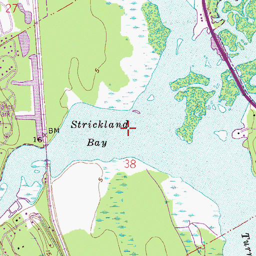 Topographic Map of Strickland Bay, FL