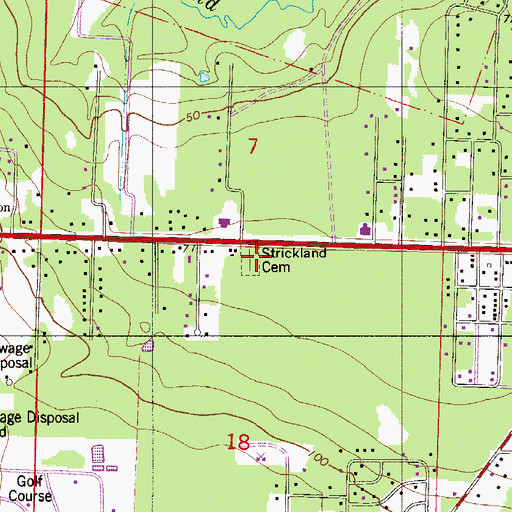 Topographic Map of Strickland Cemetery, FL