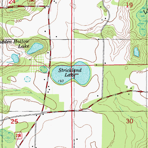 Topographic Map of Strickland Lake, FL
