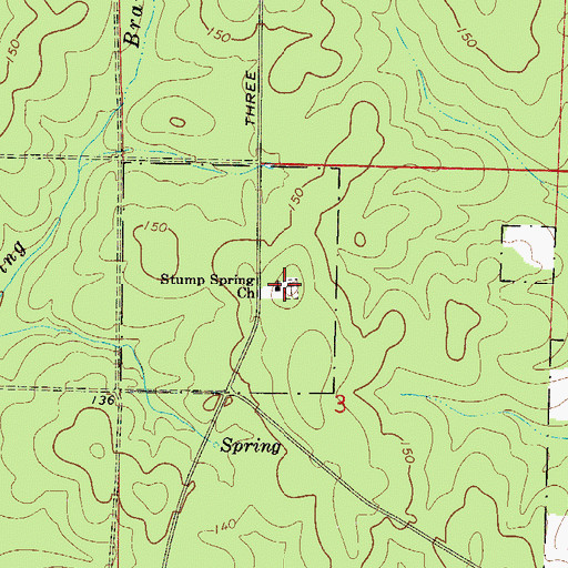 Topographic Map of Stump Spring Church, FL