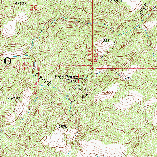 Topographic Map of Fred Pranty Cabin, AZ
