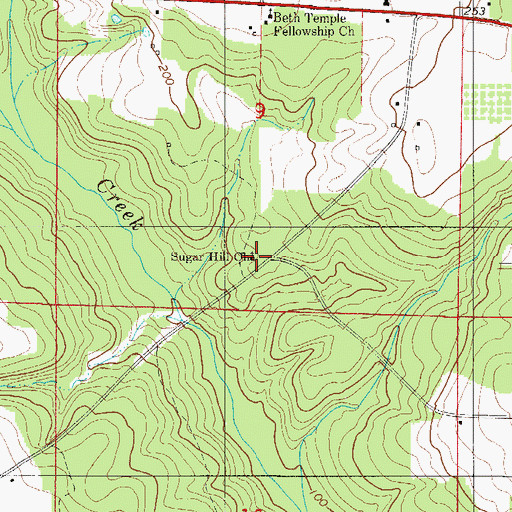 Topographic Map of Sugar Hill Church, FL