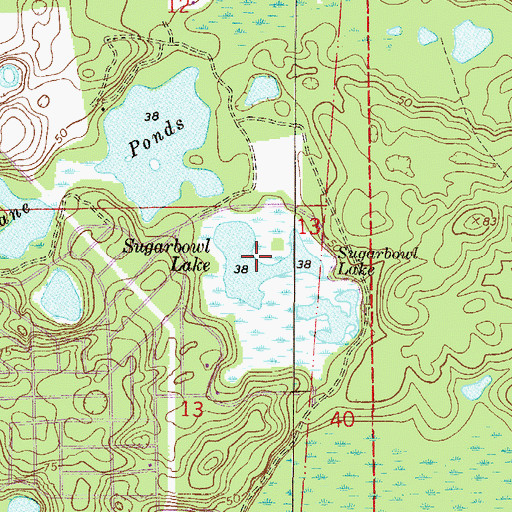 Topographic Map of Sugarbowl Lake, FL