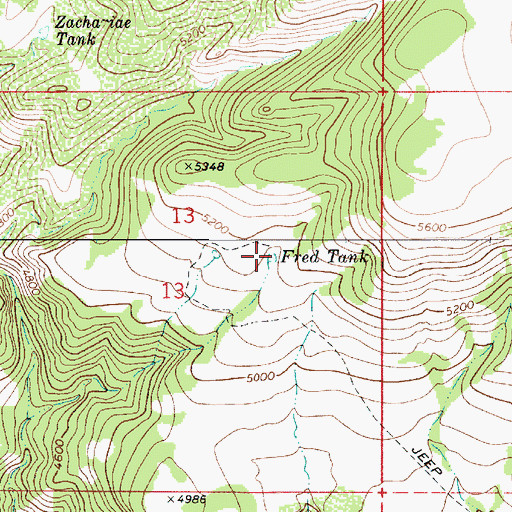 Topographic Map of Fred Tank, AZ