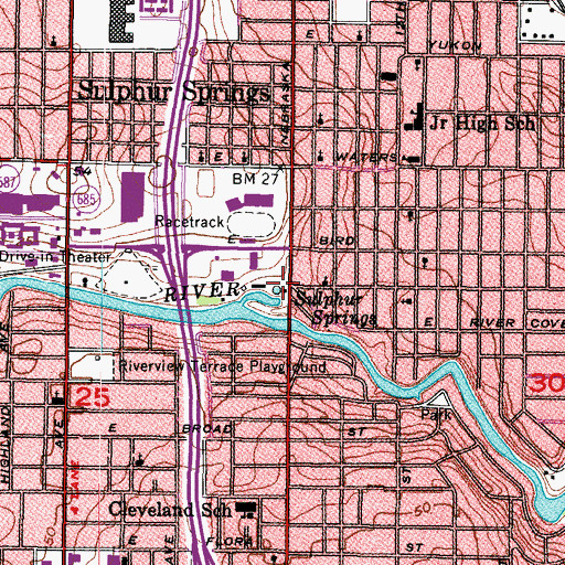 Topographic Map of Sulphur Springs, FL