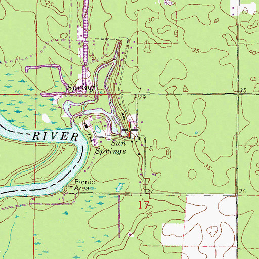 Topographic Map of Sun Springs, FL