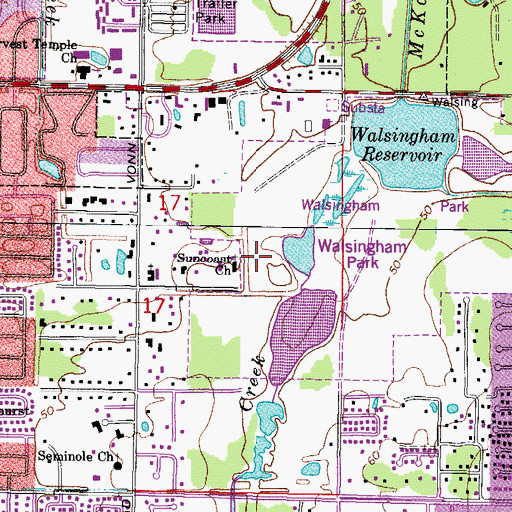 Topographic Map of Suncoast Church, FL