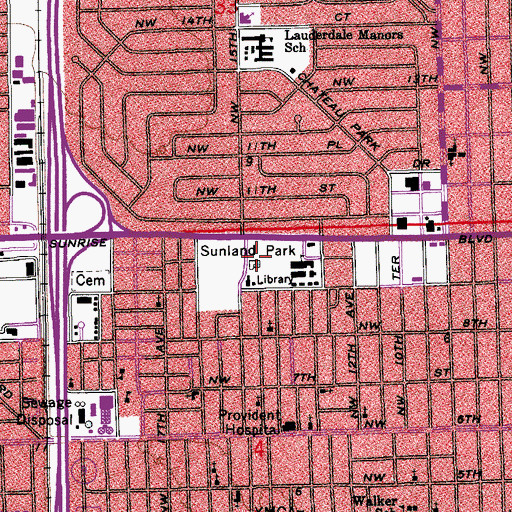 Topographic Map of Sunland Park, FL