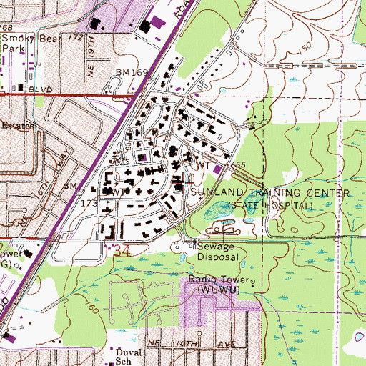 Topographic Map of Sunland Training Center, FL