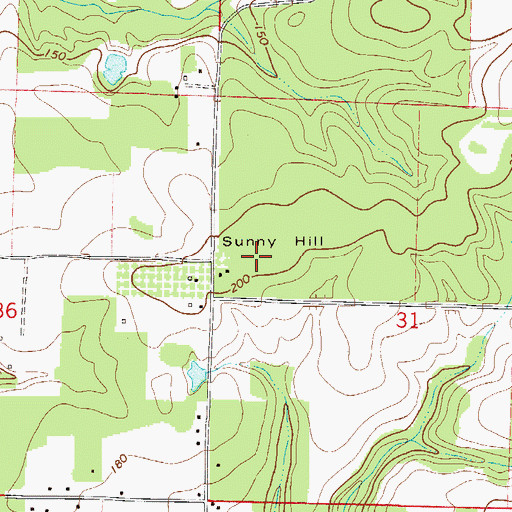 Topographic Map of Sunny Hill, FL