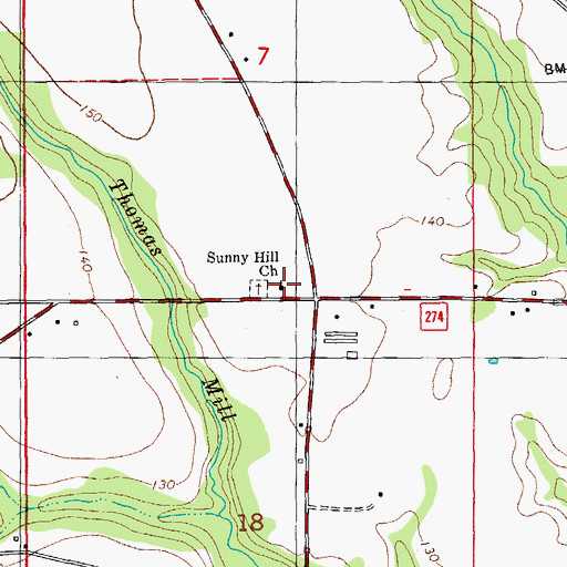 Topographic Map of Sunny Hill Church, FL